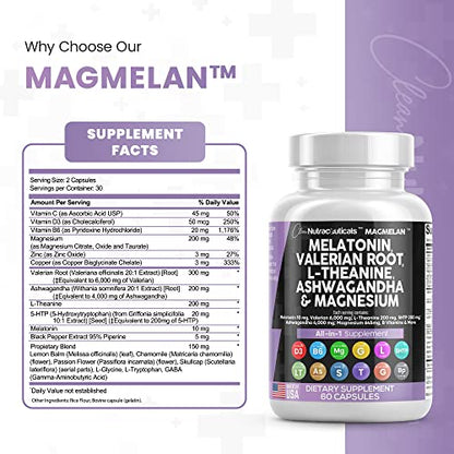 Melatonin 10mg Valerian Root 6000mg L Theanine 200mg Ashwagandha Clean NutraceuticalsUS supplements