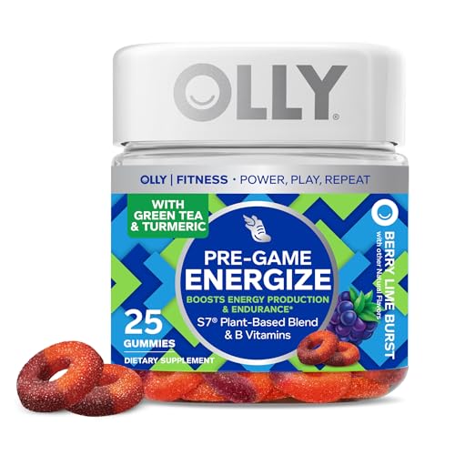 OLLY Pre-Game Energize Workout Gummy Rings, S7 Plant-Based Blend, B Vitamins, Berry OLLYAu supplements