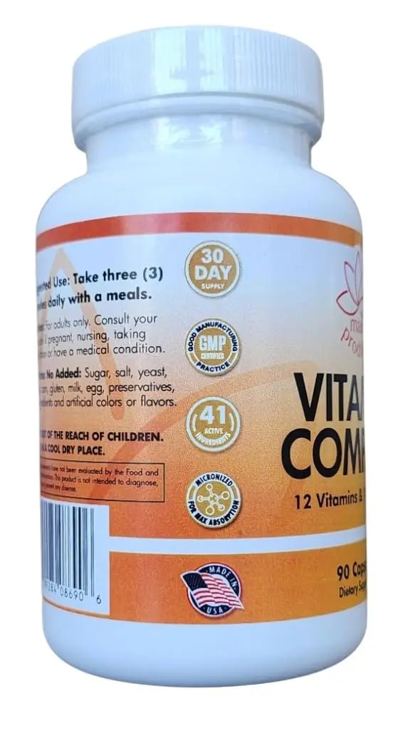 Vitamin Complex Multivitamins and Multiminerals - 12 Vitamins and 14 Minerals, Vitamin A C D3 E B1 B2 B3 B5 B6 B9 B12 H and Minerals Main ProductsAu supplements