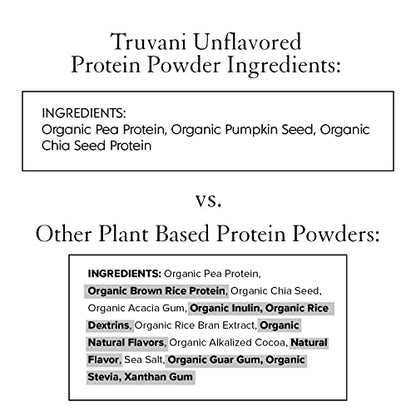 Truvani Organic Vegan Protein Powder Unflavored - 20g of Plant Based Protein, Organic TruvaniUS supplements
