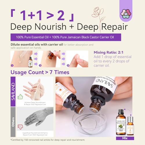SAVILAND Essential Oils for Cuticle Nails: 100% Pure Natural Essential Oil Tea Tree Lavender Jasmine SAVILANDAu supplements
