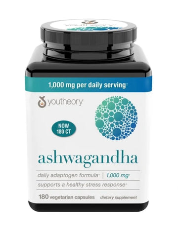 Youtheory Ashwagandha 1000mg with KSM-66 - Helps Support a Healthy Stress Response,180 Capsules (Pack of 1) YoutheoryAu supplements