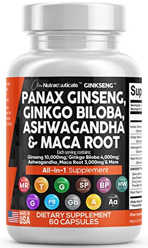 Panax Ginseng 10000mg Ginkgo Biloba 4000mg Ashwagandha Maca Root Clean NutraceuticalsAu supplements