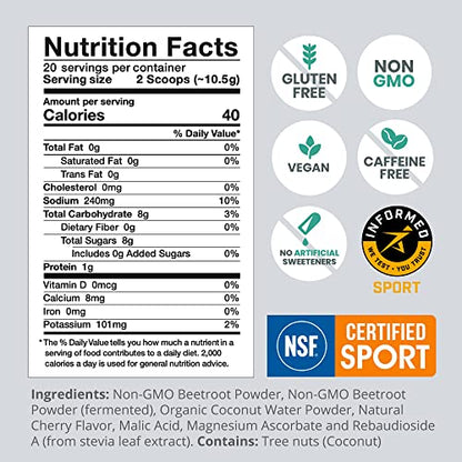 humanN SuperBeets Sport Pre Workout Powder – NSF Certified for Sport – Caffeine Free humanNUS supplements