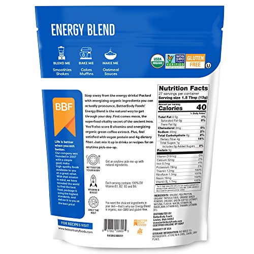 BetterBody Foods Organic Energy Blend, Plant-Based Natural Energy, Gluten-free, Non-GMO BetterBody FoodsAu supplements