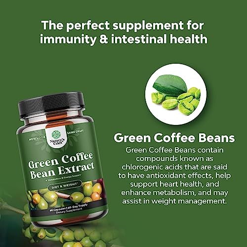 Pure Green Coffee Bean Extract Supplement – Best for Weight Loss Appetite Suppressant Natures CraftUS supplements