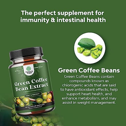 Pure Green Coffee Bean Extract Supplement – Best for Weight Loss Appetite Suppressant Natures CraftUS supplements