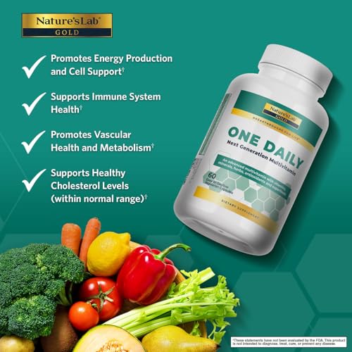 Nature's Lab Gold One Daily Multivitamin - Contains 19 Essential Vitamins & Minerals including Vitamin C, D3 & Zinc - 60 Capsules (2 Month Supply) Nature's LabAu supplements