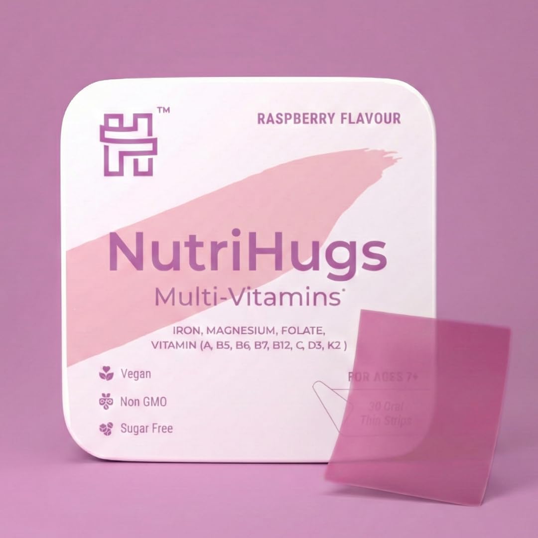 NutriHugs Daily Multivitamin Dissolving Strips - Vitamins A, B-Complex, C, D3 and K2 - 11 Essential Vitamins & Minerals - Vegan, Sugar-Free, Fast-Absorbing Oral Thin Film - Doctor-Founded - 30 Count MedHugsAu supplements
