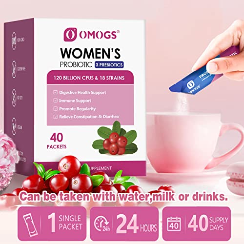 OMOGS Women's Probiotic,120-Billion-CFUs, 18 Strains, with 3 Prebiotics and Cranberry OMOGSAu supplements