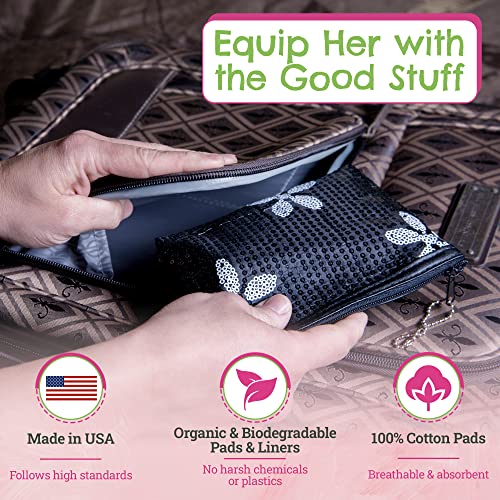 First Period Kit To-go! - Organic Biodegradable Tween Pads & Liner - Period Bags for Teen Girls Be Prepared. Period.Au supplements