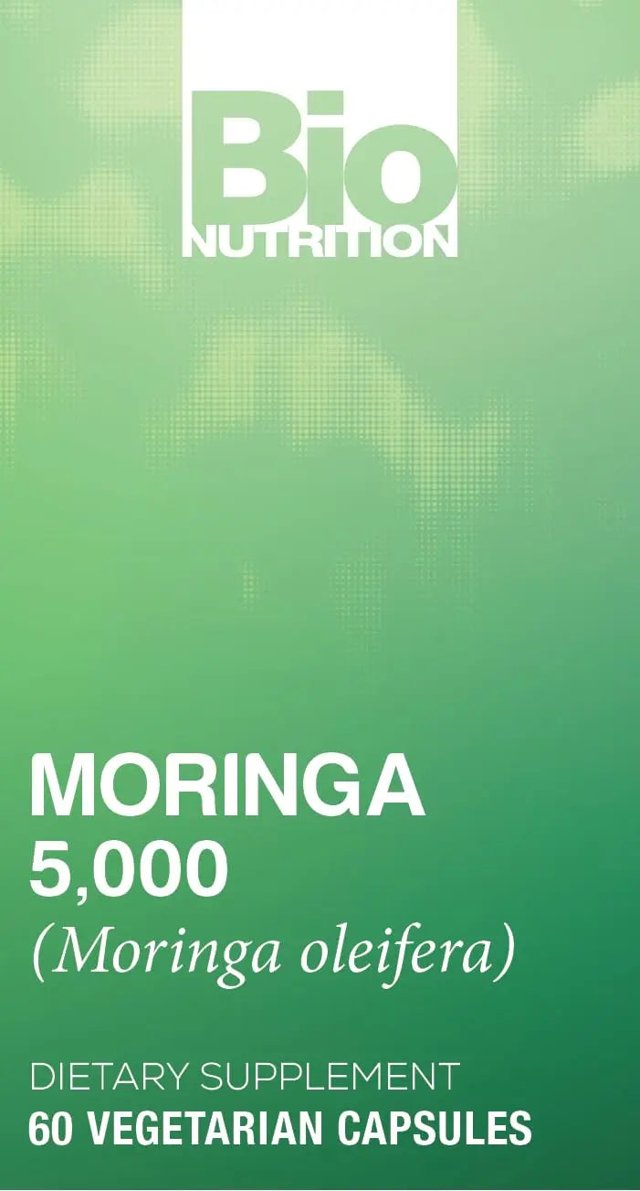 Bio Nutrition Moringa 5000mg 60 Vegetarian Capsules | Complete Green Superfood | Nature's Multivitamin | Energy and Gut Health Bio NutritionAu supplements