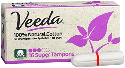 Veeda 100% Natural Cotton Applicator Free Tampons, 16 Count Super Absorbency unscented VeedaAu supplements