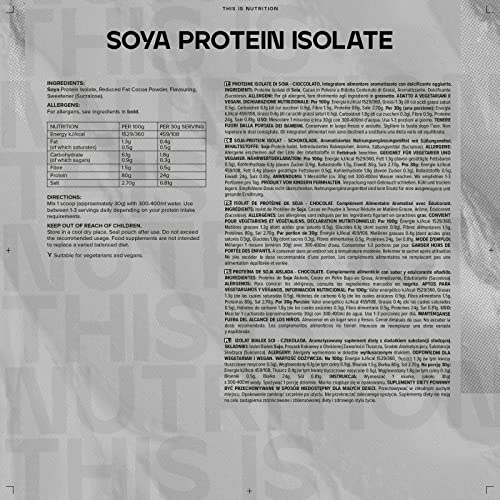 Bulk Soya Protein Isolate Powder, Vegan Protein Shake, Chocolate, 1 kg BulkAu supplements