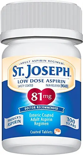 St. Joseph Aspirin Pain Reliever (NSAID) 81mg, Enteric Safety Coated, Adult Low Dose Regimen, 36 ct St. JosephAu supplements