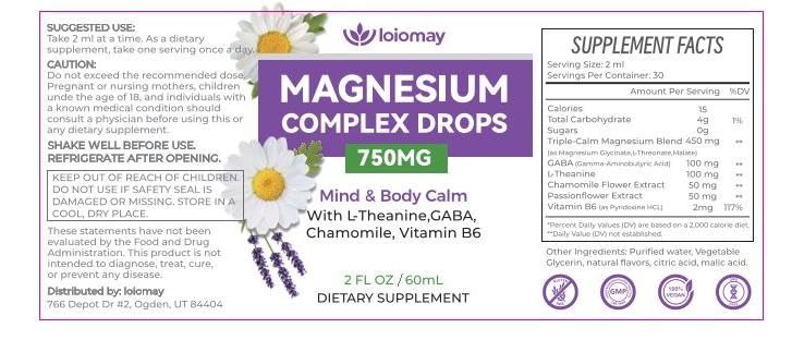 Magnesium Glycinate Liquid Drops for Women & Men, Triple Calm Magnesium Complex Supplement with L-Threonate, Malate, L-Theanine for Kids Adults Calm, Sleep & Mood, Sugar-Free, Natural Flavor, 2 fl oz loiomayAu supplements
