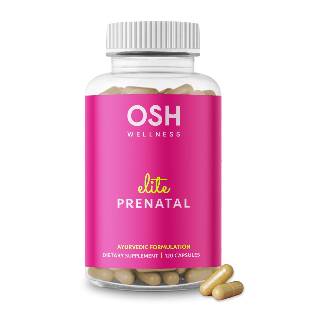 Ayurvedic Elite Prenatal Vitamins with Folate, Choline, Iron, Iodine & more | Made in USA | Optimal Bioavailability | Supports Baby's Growth and Brain Development | 30 Day Supply - OSH Wellness Freshly MomsAu supplements
