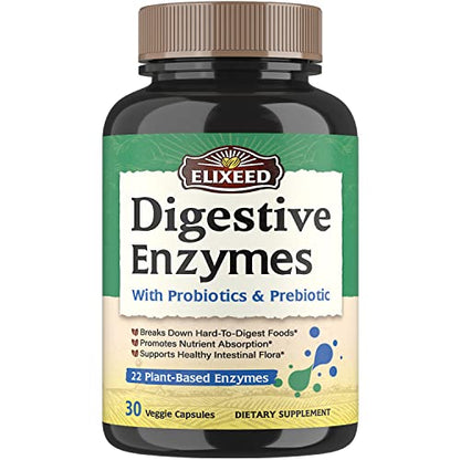 Elixeed Digestive Enzymes Plus Probiotics & Prebiotics, 22 Digestive Enzymes with Amylase ElixeedUS supplements