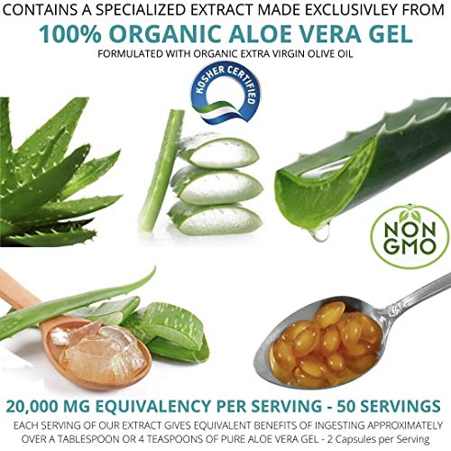 NutriWorth Aloe Vera Supplement (100 Softgels) 20,000mg Pure Gel Equivalency NutriWorthUS supplements