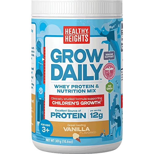 Grow Daily 3+ Shake Mix 7-serving Canister by Healthy Heights - Protein Powder (Vanilla) Healthy HeightUS supplements