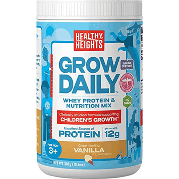 Grow Daily 3+ Shake Mix 7-serving Canister by Healthy Heights - Protein Powder (Vanilla) Healthy HeightUS supplements