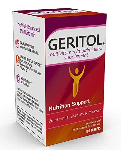 Geritol Multi-Vitamin Nutritional Support Tablets, Balance of 26 Essential Vitamins and Minerals, 100-Count Bottles (Pack of 2) GeritolAu supplements