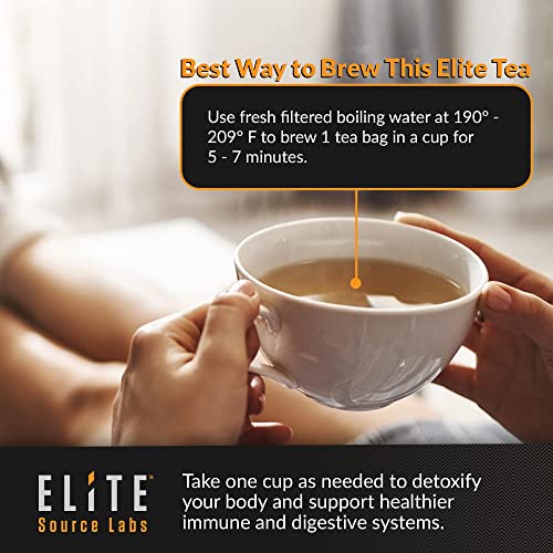Elite Detox Tea: Natural Organic 7-Herbal Blend for Gentle Cleansing as Needed. Bloating Tea Elite Source LabsUS supplements