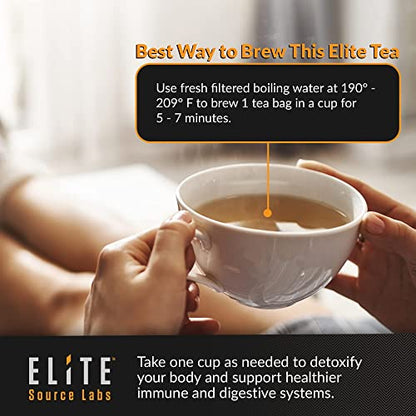 Elite Detox Tea: Natural Organic 7-Herbal Blend for Gentle Cleansing as Needed. Bloating Tea Elite Source LabsUS supplements