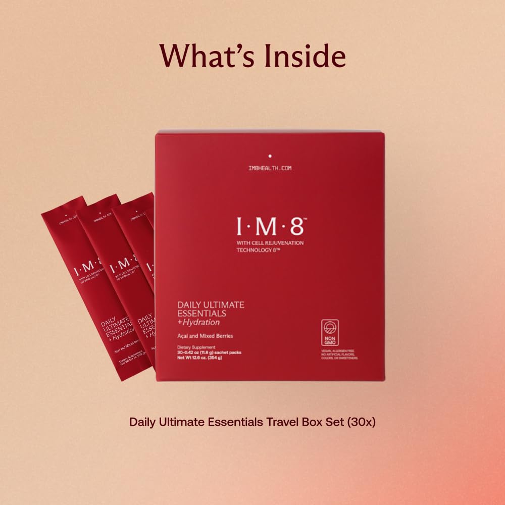 IM8 Daily Ultimate Essentials All-in-One Multivitamin Supplement, 92 Nutrient Rich Ingredients CoQ10, Probiotics, Vitamins, Greens, Gluten Free, Vegan, IM8US supplements