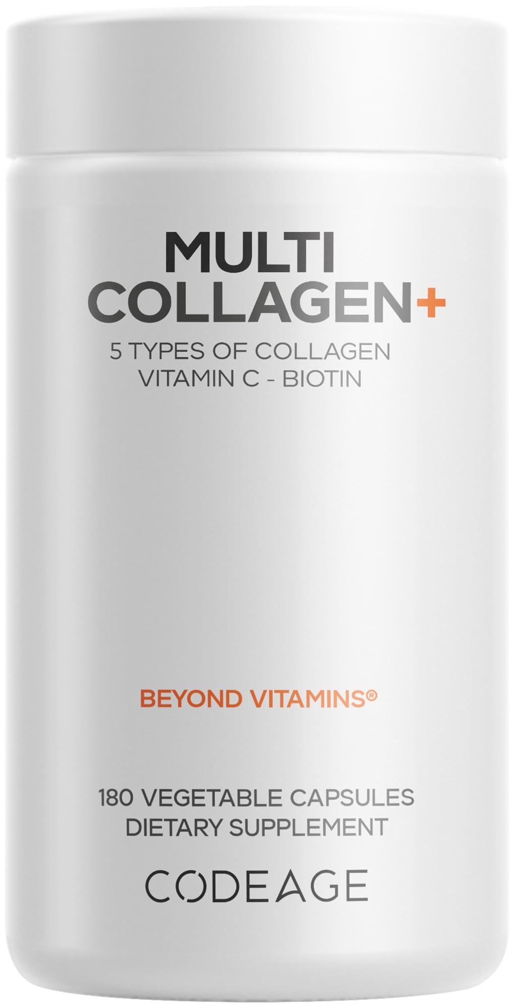 Codeage Multi Collagen+ Supplement with Vitamin C, Biotin 5000 mcg, Hyaluronic Acid, Amla Berry, BioPerine - 5 Types of Collagen Grass-Fed, Pasture-Raised - 2-Month Supply - Non-GMO - 180 Capsules CodeageAu supplements
