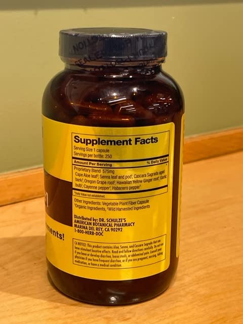 Dr. Schulze's Intestinal Formula #1 - Bowel Movement Supplement for Colon Health Support - Bloating & Constipation Aid - Intestinal Cleanse - All-Natural - Plant-Based - Vegan - 250 Count Dr. Schulze'sAu supplements
