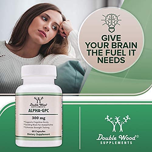 Alpha GPC Choline 600mg Capsules - Brain Support Supplement for Focus, Memory Double Wood SupplementsUS supplements
