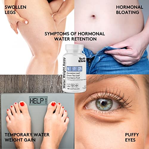 Youth & Tonic Natural Water Pills (90 Count) for Swelling Belly Bloating Youth & TonicUS supplements