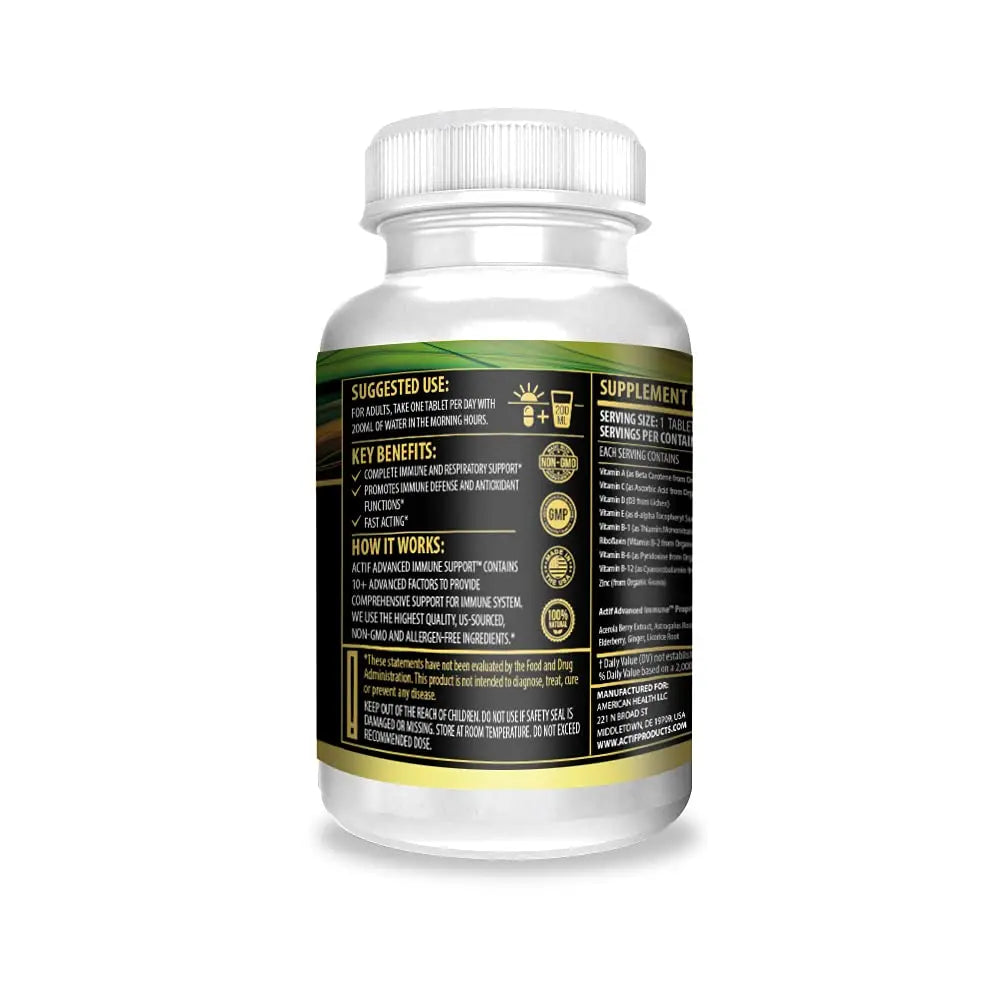Actif Advanced Immune Support with 10+ Factors for Immunity Booster - 100% Natural, Non-GMO, 60 count ACTIFnz supplements