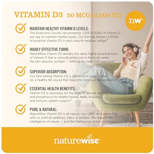 NatureWise Vitamin D3 2000iu (50 mcg) Healthy Muscle Function, and Immune Support NatureWiseUS supplements