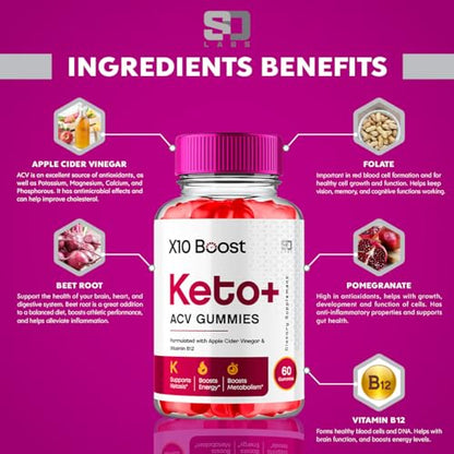 (2 Pack) X10 Boost Keto ACV Gummies Advanced Weight Loss, X10 Boost Keto S.O LabsUS supplements