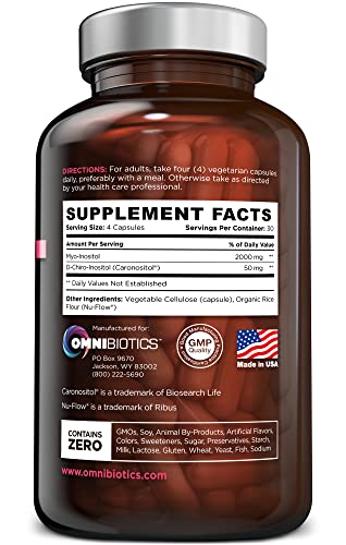 OmniBiotics Myo-Inositol & D-Chiro Inositol Supplement with 40:1 Ratio for Hormone Balance for Women - Women Supplement to Support Reproductive Health & Ovarian Function. Non-GMO - 120 Vegan Capsules OmniBioticsAu supplements