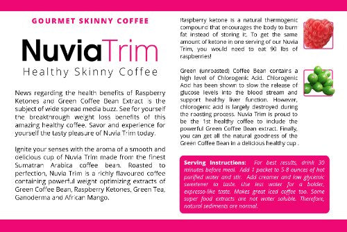 Nuvia Trim - Gourmet Instant Coffee for Weight Loss, with Garcinia Cambogia, Raspberry NuviaUS supplements