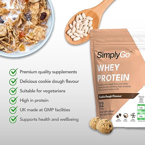 SimplyGo Whey Protein Powder | 900g | Simply Add 30g to Water, Juice or Shakes (Cookie Dough) Simply SupplementsAu supplements