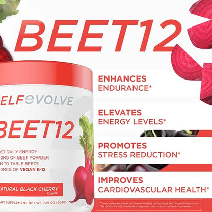 selfevolve Beet12 - Organic Beet Root Powder Enhanced with Vitamin B12, Nitric Oxide Booster selfevolveUS supplements
