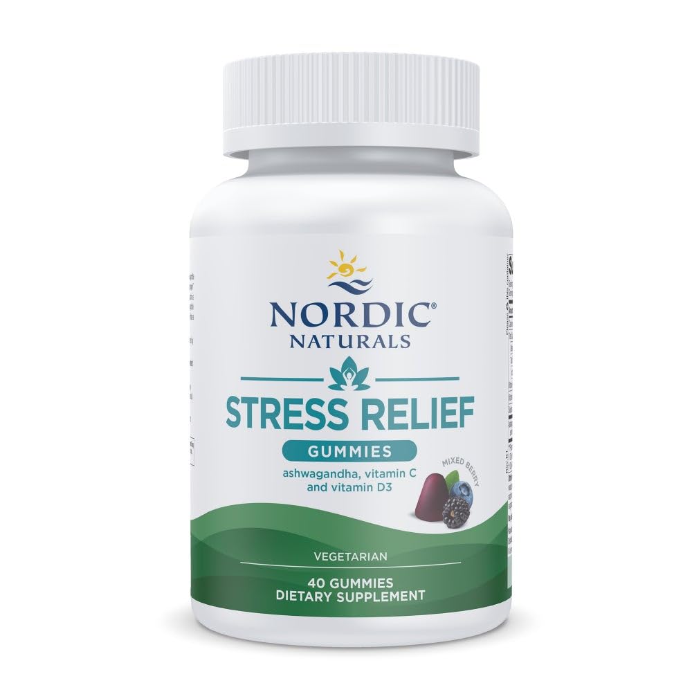 Nordic Naturals Stress Relief Gummies, Mixed Berry, 40 Gummy Supplements, Supports Daily Mood and Immune System Health, Non-GMO, Vegetarian, 20 Servings Nordic NaturalsAu supplements