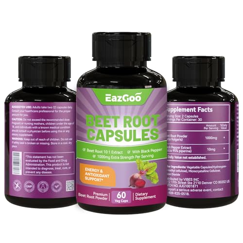 EAZGOO Beet Root Capsules 1000mg Per Serving, Supports Nitric Oxide Production & Blood EAZGOOUS supplements