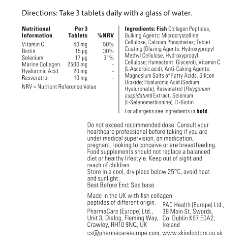 Skin Doctors Collagen Tablets | 2500mg | Hydrolysed Marine Collagen | Hyaluronic Acid Skin DoctorsAu supplements