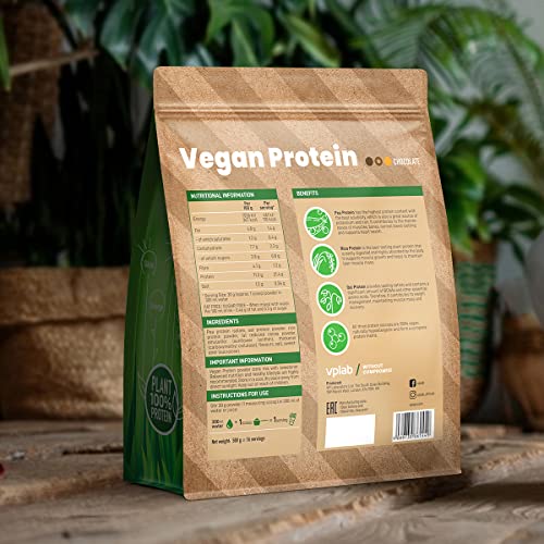 VPlab Vegan Protein Powder 500g - 16 Servings, 100% Plant Based and Natural Vegan Protein Shake vplab nutritionAu supplements