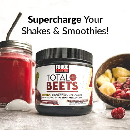 Force Factor Total Beets Energy Drink Mix, Superfood Beet Root Powder with Nitrates Force FactorUS supplements