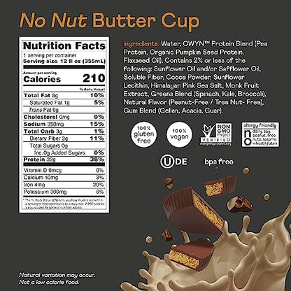 Pro Elite Vegan Plant-Based High Protein Keto Shake, No Nut Butter Cup, Zero Sugar OWYN Only What You NeedUS supplements
