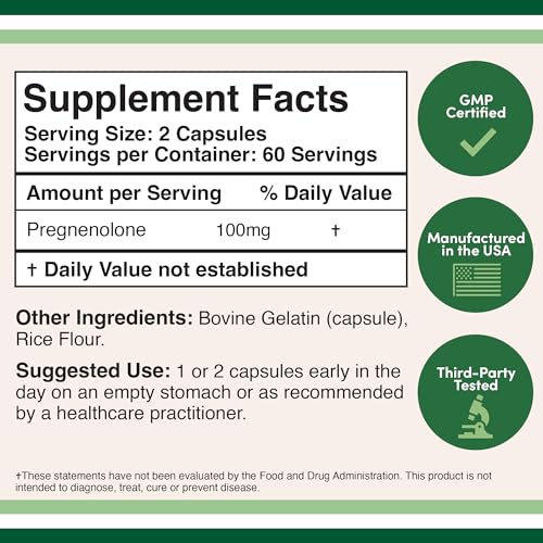 Pregnenolone 100mg per Serving (Converted to Progesterone to Boost Progesterone Double Wood SupplementsUS supplements