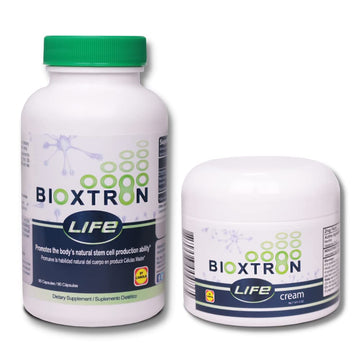 Bioxtron Life AFA Stem Cell Supplement - Joint Support & Muscle Pain - Immune System Support - Support Energy Levels - Stem Cell Production - Blue Green Algae Spirulina - 90 Caps + Cream 2 oz BioxtronAu supplements