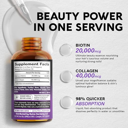 Liquid Biotin & Collagen - Vitamins for Hair Growth Support for Women & Men NUTRAHARMONYAu supplements