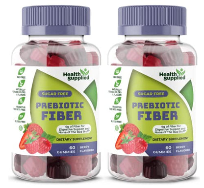 Fiber Prebiotic Gummies Sugar Free, Keto Friendly 2 Pack | Gut Cleansing, Digestive Health Health SuppliedUS supplements